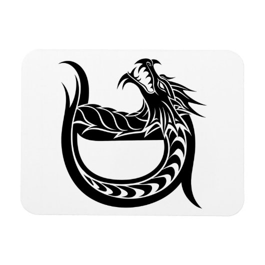 Dragon Styled Letter D, Dragon Alphabet, Monogram マグネット (横)