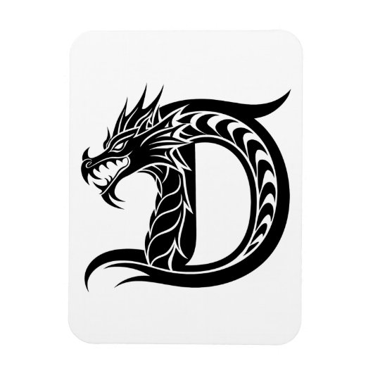 Dragon Styled Letter D, Dragon Alphabet, Monogram マグネット (縦)