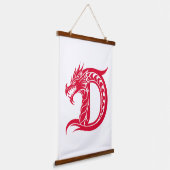 Dragon Styled Letter D, Dragon Alphabet, Monogram 吊り下げ型タペストリー (傾斜あり)