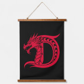 Dragon Styled Letter D, Dragon Alphabet, Monogram 吊り下げ型タペストリー (正面)
