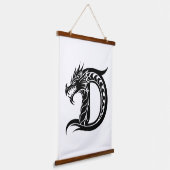 Dragon Styled Letter D, Dragon Alphabet, Monogram 吊り下げ型タペストリー (傾斜あり)