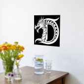 Dragon Styled Letter D, Dragon Alphabet, Monogram 箔ポスター (レイダウン (キッチン))