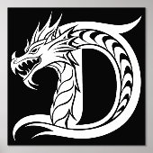 Dragon Styled Letter D, Dragon Alphabet, Monogram 箔ポスター (正面)