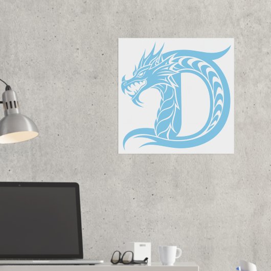 Dragon Styled Letter D, Dragon Alphabet, Monogram 箔ポスター (インサイチュ (デスク2))