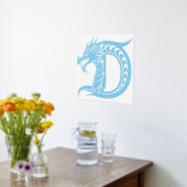 Dragon Styled Letter D, Dragon Alphabet, Monogram 箔ポスター (レイダウン (キッチン))