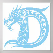 Dragon Styled Letter D, Dragon Alphabet, Monogram 箔ポスター (正面)