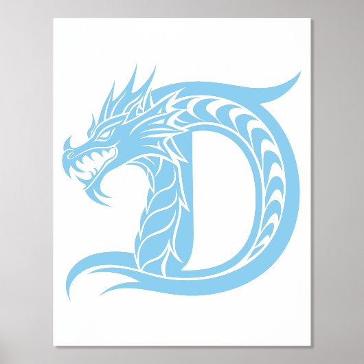 Dragon Styled Letter D, Dragon Alphabet, Monogram 箔ポスター (正面)