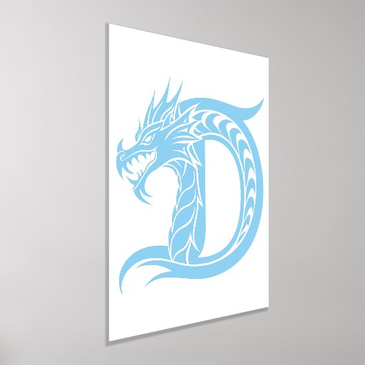 Dragon Styled Letter D, Dragon Alphabet, Monogram 箔ポスター (レイダウン)