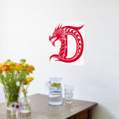 Dragon Styled Letter D, Dragon Alphabet, Monogram 箔ポスター (レイダウン (キッチン))