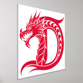 Dragon Styled Letter D, Dragon Alphabet, Monogram 箔ポスター (レイダウン)