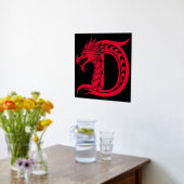 Dragon Styled Letter D, Dragon Alphabet, Monogram 箔ポスター (レイダウン (キッチン))