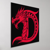 Dragon Styled Letter D, Dragon Alphabet, Monogram 箔ポスター (レイダウン)