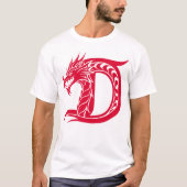 Dragon Styled Letter D, Dragon Alphabet, Monogram Tシャツ (正面)