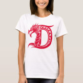 Dragon Styled Letter D, Dragon Alphabet, Monogram Tシャツ (正面)