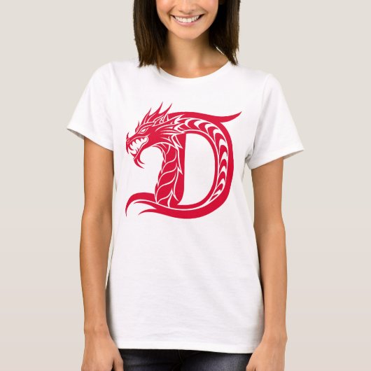 Dragon Styled Letter D, Dragon Alphabet, Monogram Tシャツ (正面)