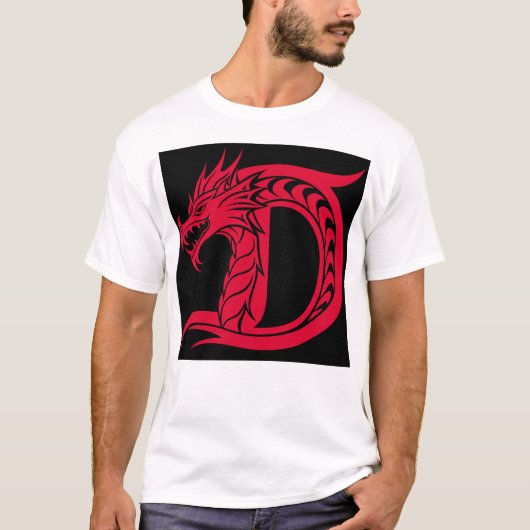 Dragon Styled Letter D, Dragon Alphabet, Monogram Tシャツ (正面)