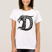Dragon Styled Letter D, Dragon Alphabet, Monogram Tシャツ (正面)