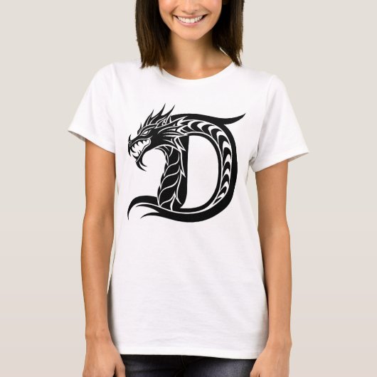 Dragon Styled Letter D, Dragon Alphabet, Monogram Tシャツ (正面)