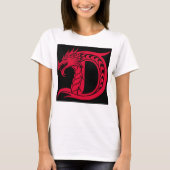 Dragon Styled Letter D, Dragon Alphabet, Monogram Tシャツ (正面)