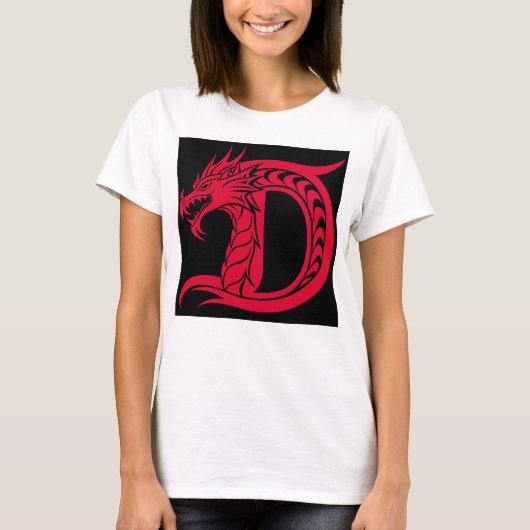 Dragon Styled Letter D, Dragon Alphabet, Monogram Tシャツ (正面)