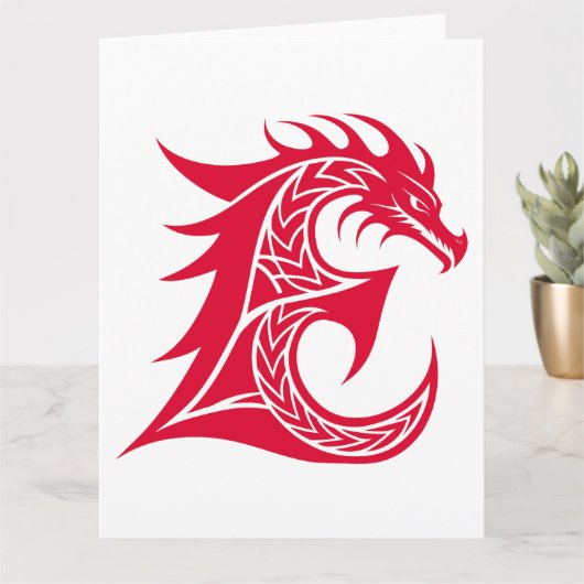 Dragon Styled Letter E, Dragon Alphabet, Monogram カード (小さな植物)