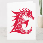 Dragon Styled Letter E, Dragon Alphabet, Monogram カード (正面)