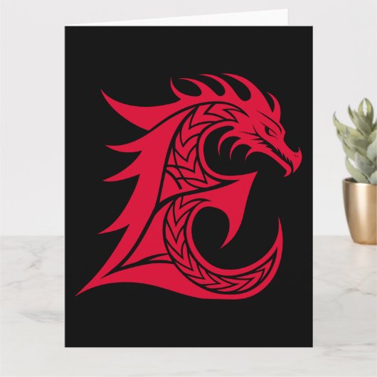 Dragon Styled Letter E, Dragon Alphabet, Monogram カード (小さな植物)