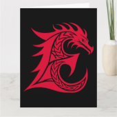 Dragon Styled Letter E, Dragon Alphabet, Monogram カード (正面)