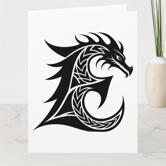 Dragon Styled Letter E, Dragon Alphabet, Monogram カード (正面)