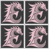 Dragon Styled Letter E, Dragon Alphabet, Monogram シール (正面)