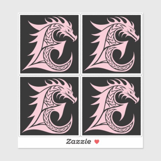 Dragon Styled Letter E, Dragon Alphabet, Monogram シール (シート)