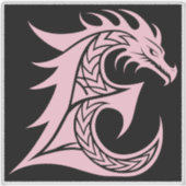 Dragon Styled Letter E, Dragon Alphabet, Monogram シール (正面)