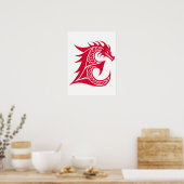 Dragon Styled Letter E, Dragon Alphabet, Monogram ポスター (キッチン)