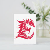 Dragon Styled Letter E, Dragon Alphabet, Monogram ポストカード (スタンド正面)