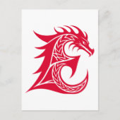 Dragon Styled Letter E, Dragon Alphabet, Monogram ポストカード (正面)