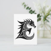 Dragon Styled Letter E, Dragon Alphabet, Monogram ポストカード (スタンド正面)