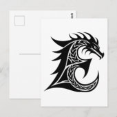 Dragon Styled Letter E, Dragon Alphabet, Monogram ポストカード (正面/裏面)