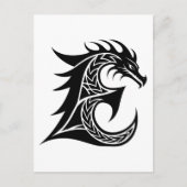 Dragon Styled Letter E, Dragon Alphabet, Monogram ポストカード (正面)