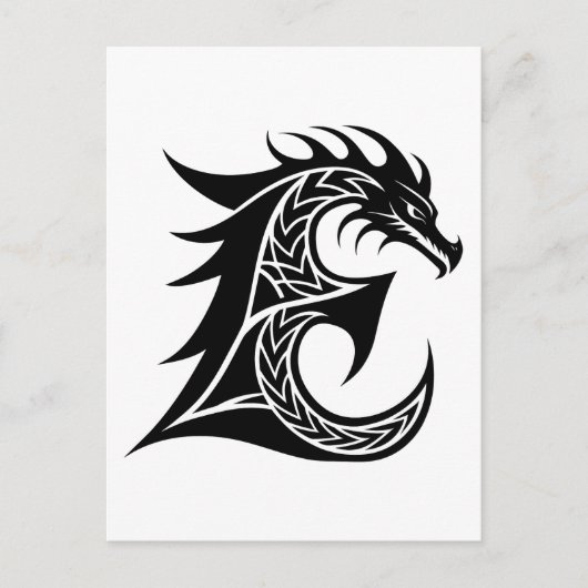 Dragon Styled Letter E, Dragon Alphabet, Monogram ポストカード (正面)