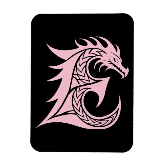 Dragon Styled Letter E, Dragon Alphabet, Monogram マグネット (縦)