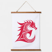 Dragon Styled Letter E, Dragon Alphabet, Monogram 吊り下げ型タペストリー (正面)