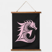Dragon Styled Letter E, Dragon Alphabet, Monogram 吊り下げ型タペストリー (正面)