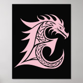 Dragon Styled Letter E, Dragon Alphabet, Monogram 箔ポスター (正面)