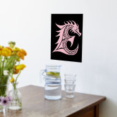 Dragon Styled Letter E, Dragon Alphabet, Monogram 箔ポスター (レイダウン (キッチン))