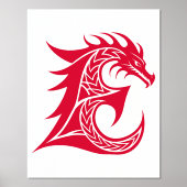 Dragon Styled Letter E, Dragon Alphabet, Monogram 箔ポスター (正面)