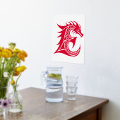 Dragon Styled Letter E, Dragon Alphabet, Monogram 箔ポスター (レイダウン (キッチン))