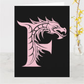 Dragon Styled Letter F, Dragon Alphabet, Monogram カード (黄色い花)