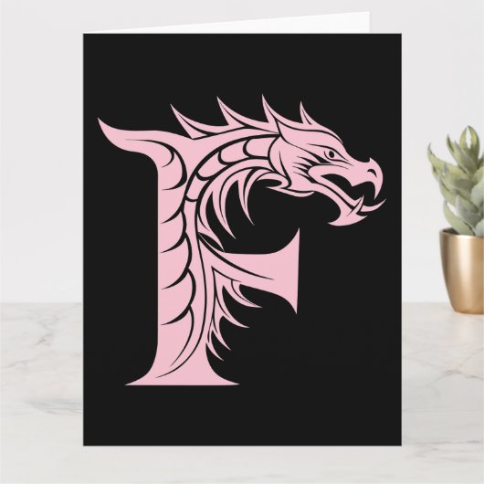 Dragon Styled Letter F, Dragon Alphabet, Monogram カード (小さな植物)