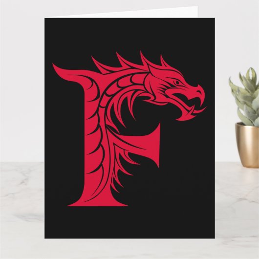 Dragon Styled Letter F, Dragon Alphabet, Monogram カード (小さな植物)