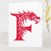 Dragon Styled Letter F, Dragon Alphabet, Monogram カード (黄色い花)